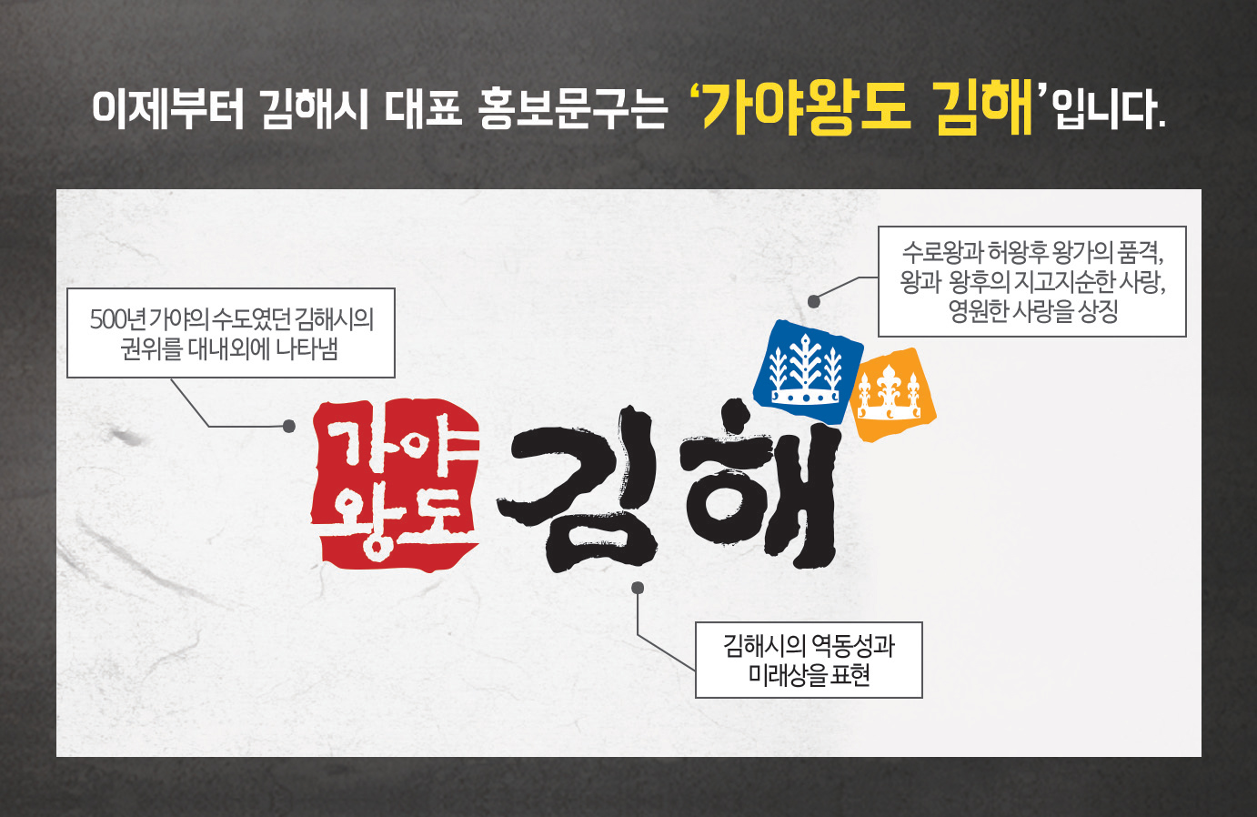 이제부터 김해시 대표 홍보문구는  '가야왕도 김해'입니다.1