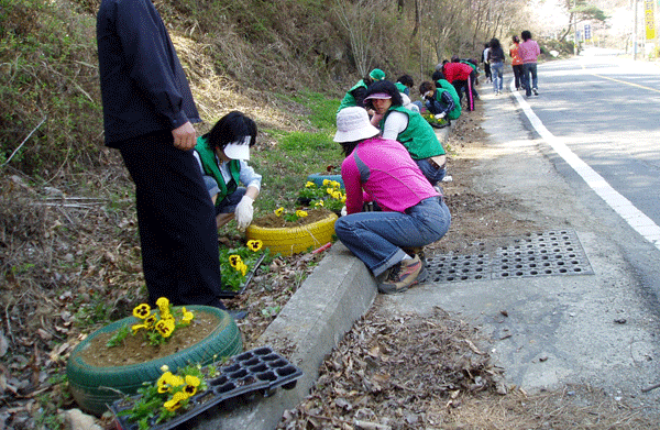 폐 타이어 꽃화분 만들기1