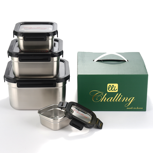 밀폐용기　４P(그린，　레드）