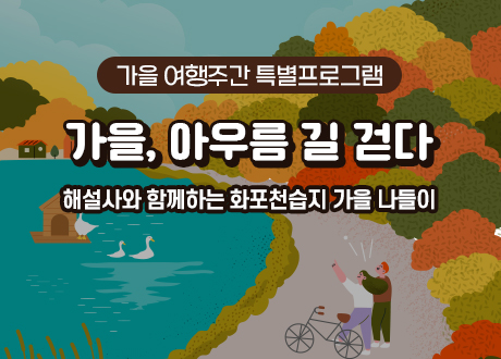 가을 여행주간 특별프로그램 가을, 아우름 길 걷다 해설사와 함께하는 화포천습지 가을 나들이