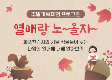 주말가족체험 프로그램 열매랑 노~올자~ 화포천습지의 가을 식물들이 맺는 다양한 열매에 대해 알아보기