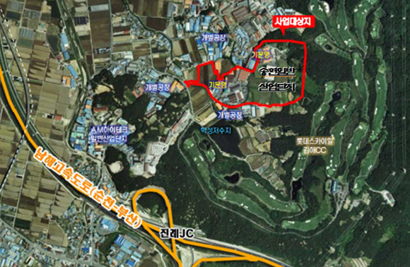 송현일반산업단지 위치도. 김해시 진례면 송현리 1074-1번지 일원