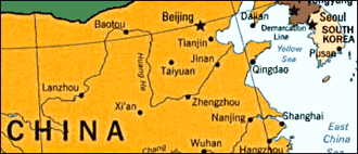중국 산동성(山東省) 래서시(萊西市) 위치(장강하류 , 청도시 북쪽, 산동반도 중부에 위치 )