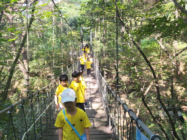 출렁 다리를 건너가요